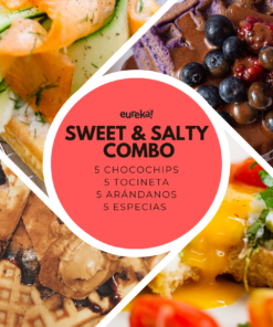 SWEET & SALTY COMBO: 5 WAFFLES TOCINETA + 5 WAFFLES CHOCOCHIPS + 5 WAFFLES ESPECIAS + 5 WAFFLES ARANDANOS