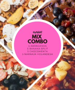 MIX COMBO: 5 WAFFLES DE ARÁNDANOS + 5 WAFFLES DE BANANA SPLIT + 5 WAFFLES DE CHOCOMENTA + 5 WAFFLES NARANJA HOLANDESA