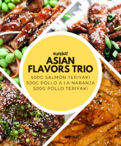 ASIAN FLAVORS TRIO: 500g salmón teriyaki + 500g pollo a la naranja + 500g pollo teriyaki