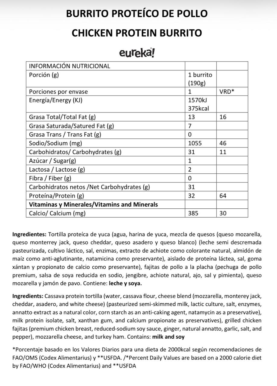 Infonutri protein burrito pollo