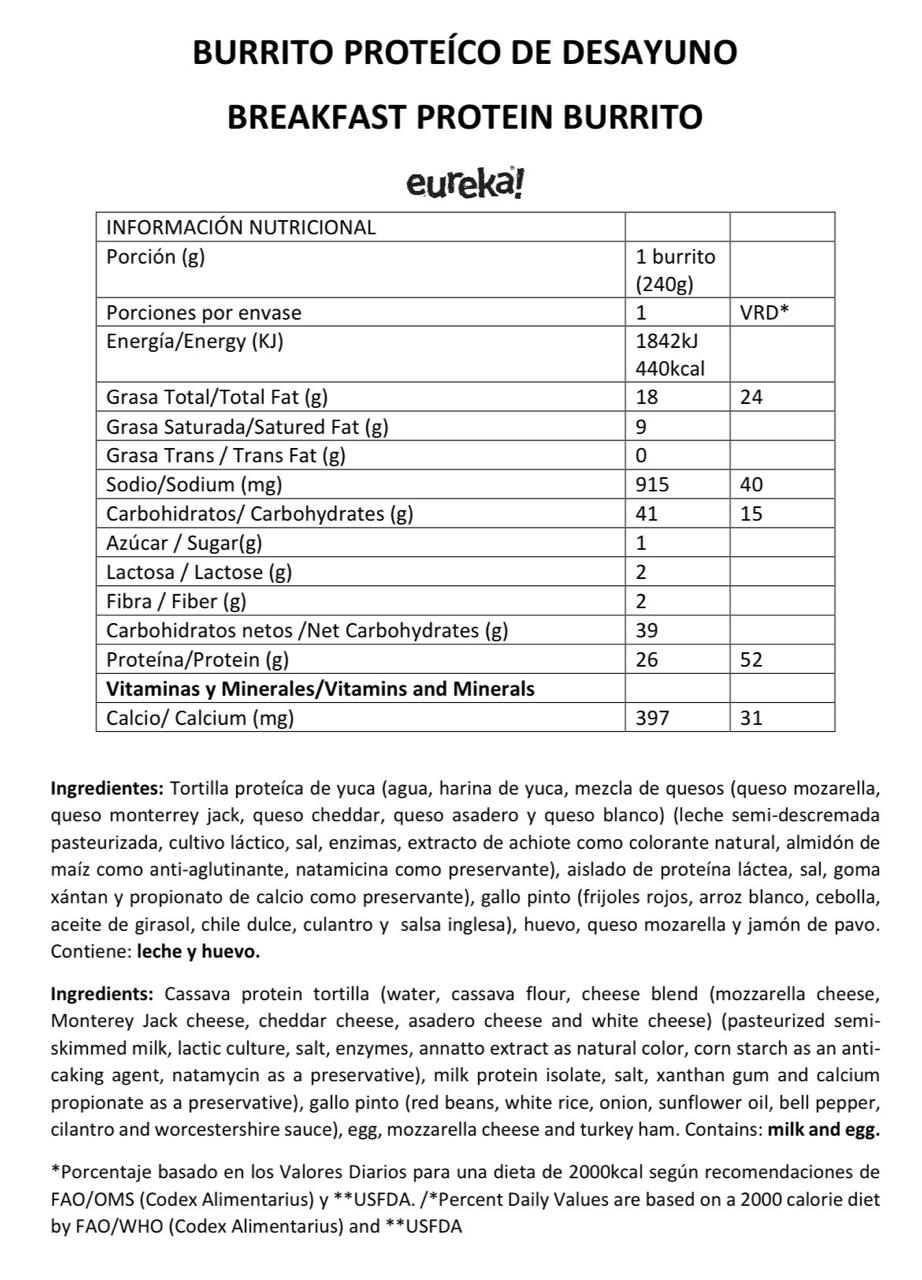Infonutri protein burrito desayuno
